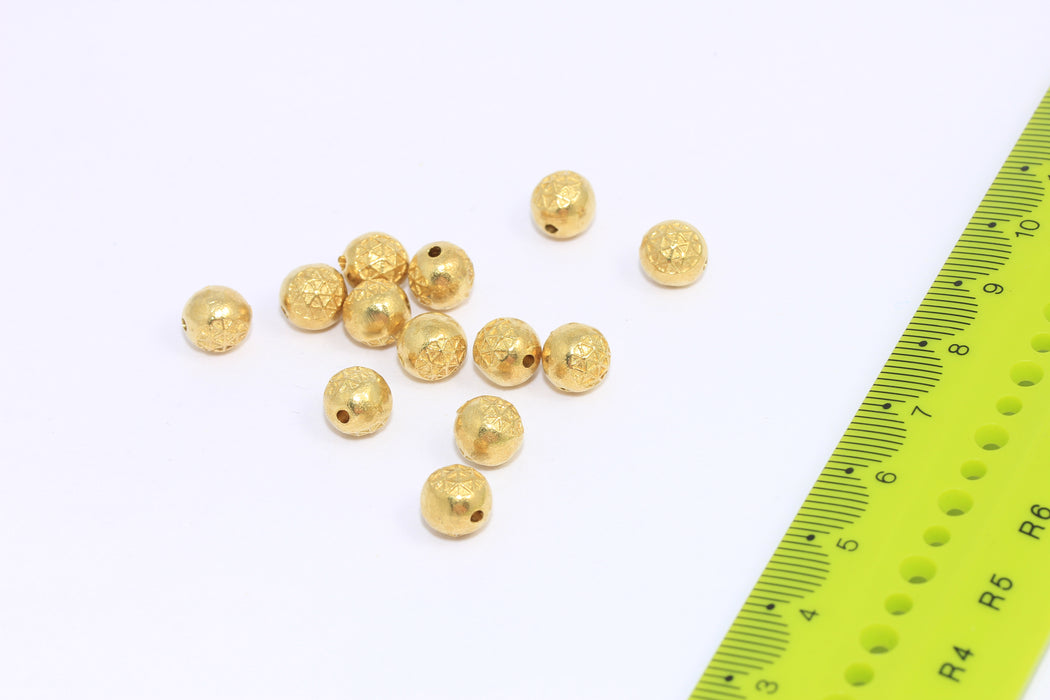 7,5mm Raw Brass Ball Beads, Brass Ball, Textured Spacer Bracelet Beads, LA5