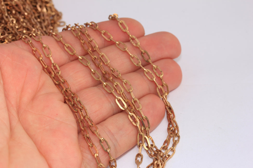 3,5x7mm Raw Copper Rolo Chain, Oval Bar Chains, KPT42-2