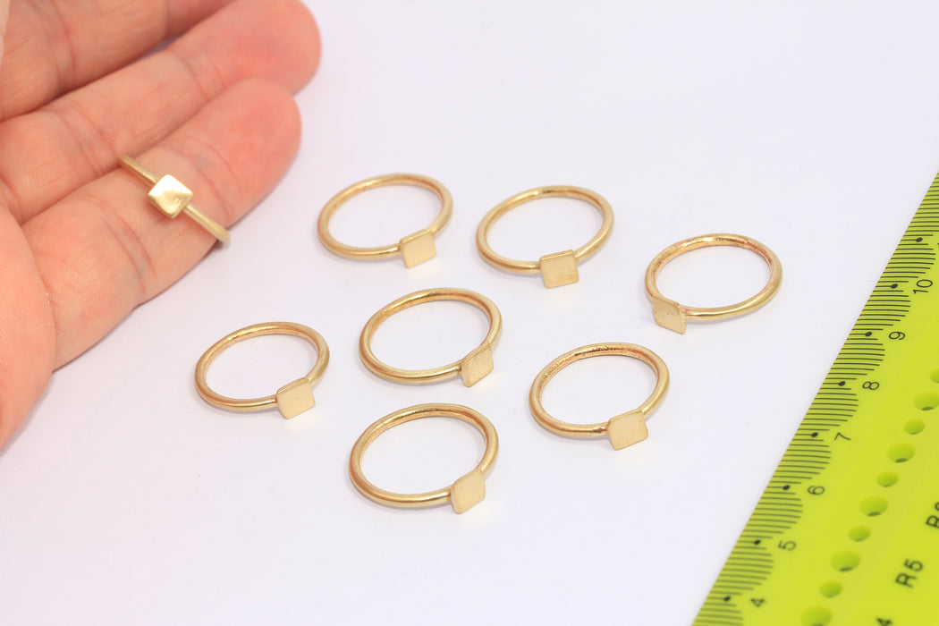 17mm Raw Brass String Rings, Closed Rings, Square Coin Ring, CHK94-3