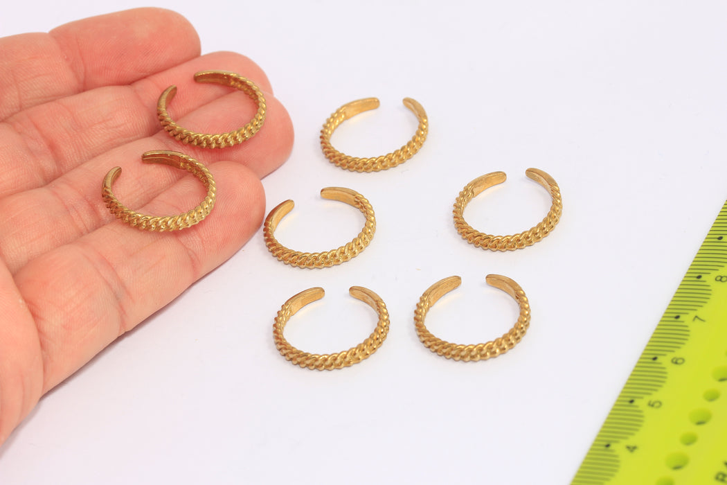 17-18mm Raw Brass Braided Rings, Brass String Ring, CHK94-5