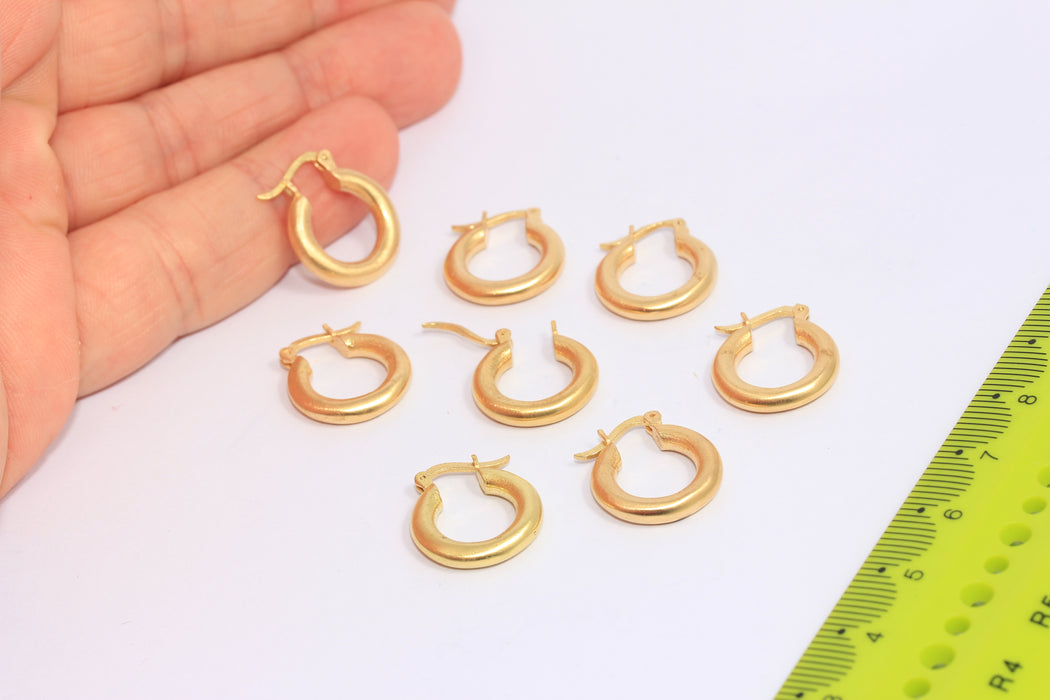 16mm Raw Brass Earrings, Small Lever Back Hoops, CHK64-4