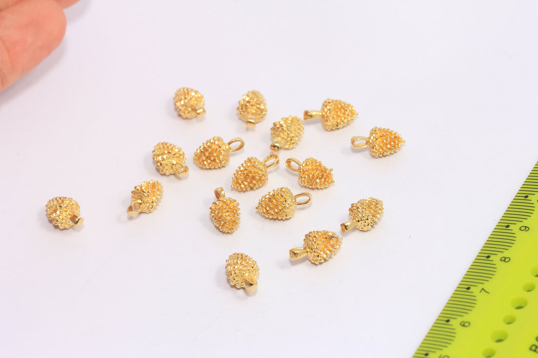 7x13mm Raw Bras  Pinecone Charms, Pinecone Bracelet Beads, CHK39-8