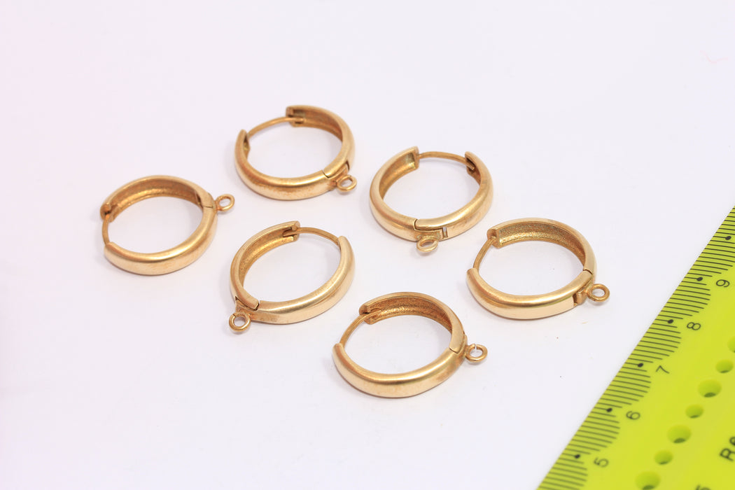 20mm Raw Brass Hoop Earrings, Lever Back Earrings With Loop, CHK39-6