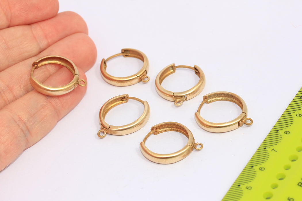 20mm Raw Brass Hoop Earrings, Lever Back Earrings With Loop, CHK39-6