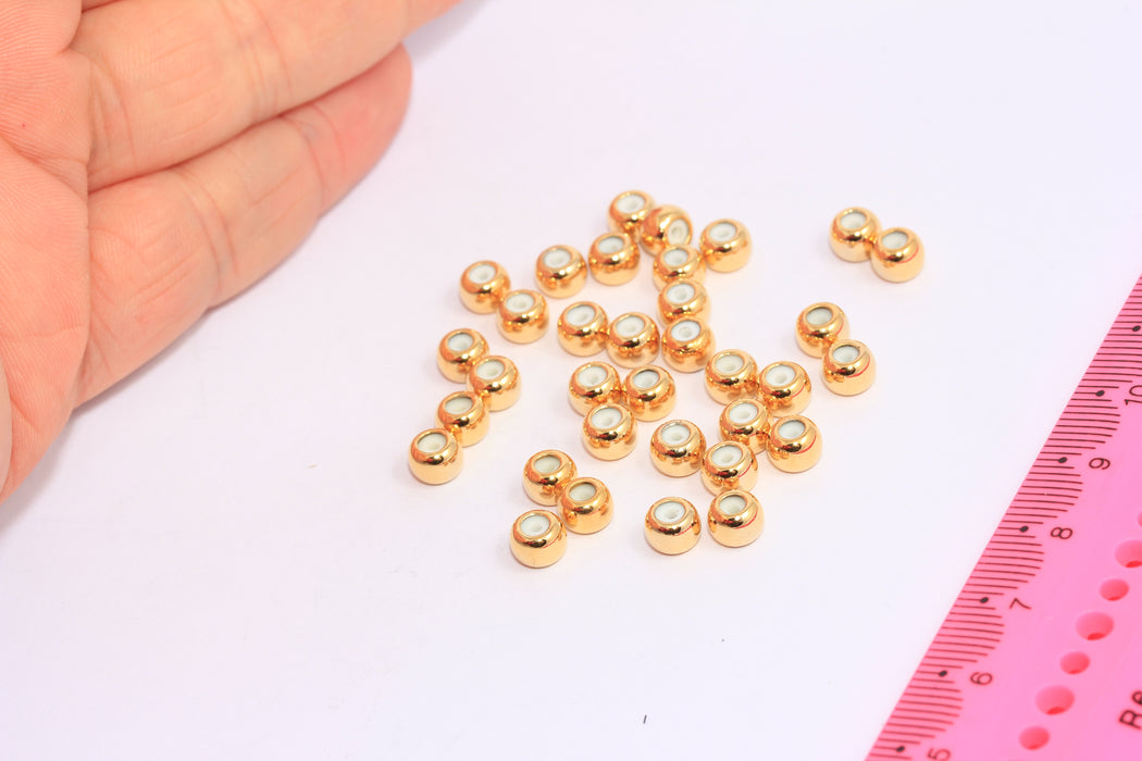 6mm 24k Shiny Gold Rubber Stopper, Connector Beads, Gold Spacer Beads, CHK38-6