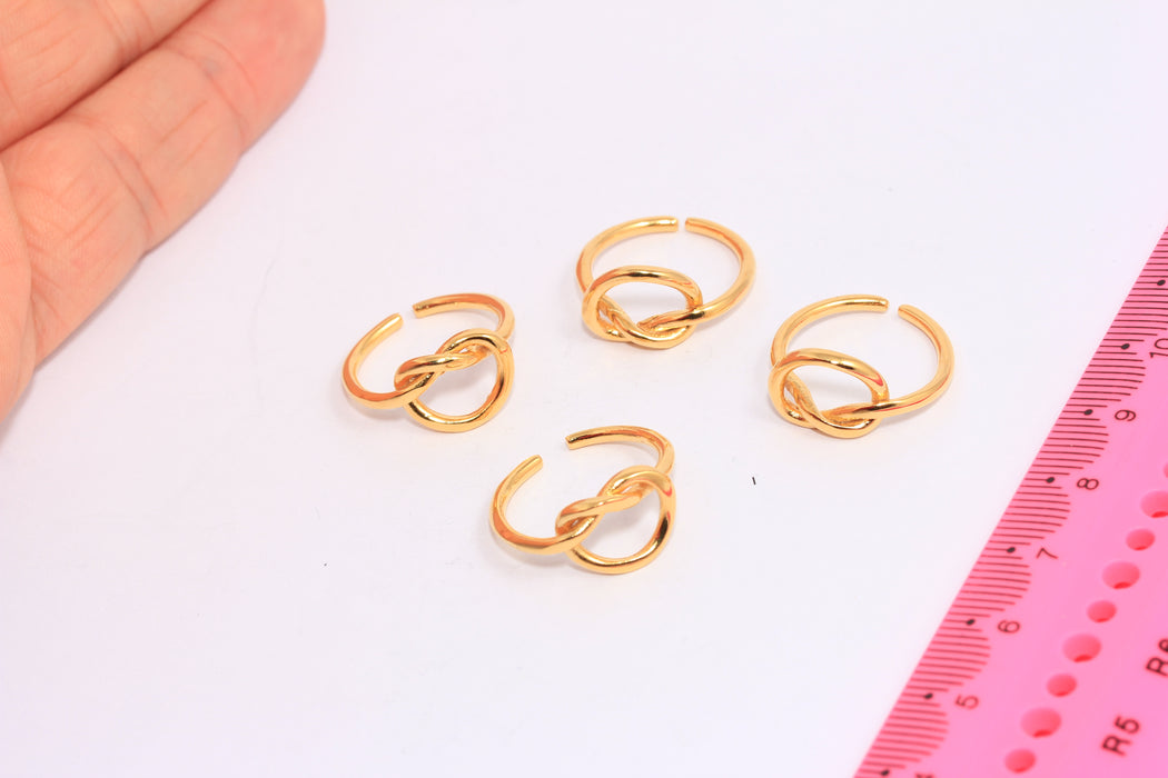 16-17mm 24k Shiny Gold Knot Ring, Wire Wrap Ring, Tied Ring, Tiny Wire Rings, CHK38-5