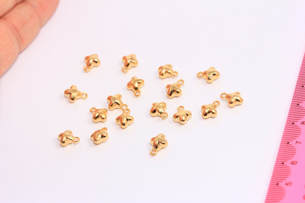 7,5x10mm 24k Shiny Gold Cross Charms, Cross Beads, Mini Cross Charms, CHK56-3