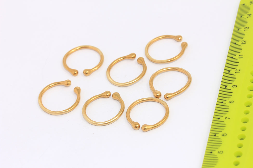 18mm Raw Brass Wire Ball Ring, Open Minimalist Ring, CHK64-8