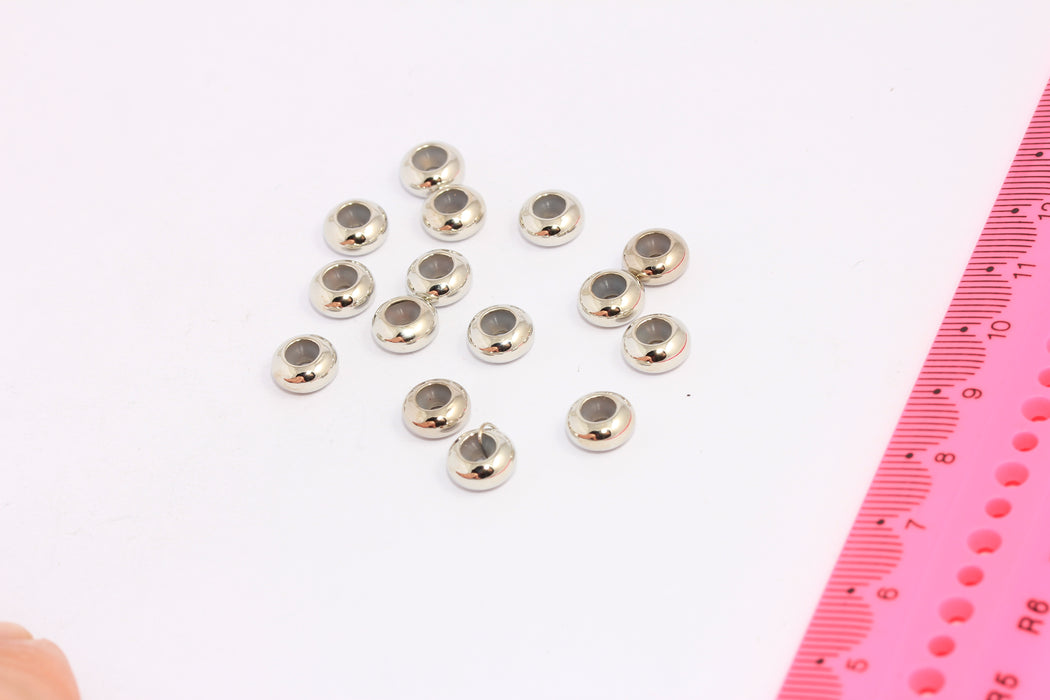 8mm Rhodium Plated Rubber Stopper, Silver Stoppers, CHK80-6