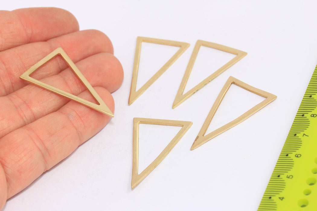 24x38mm Raw Brass Triangle Pendant, Geometric Charms, CHK85-8