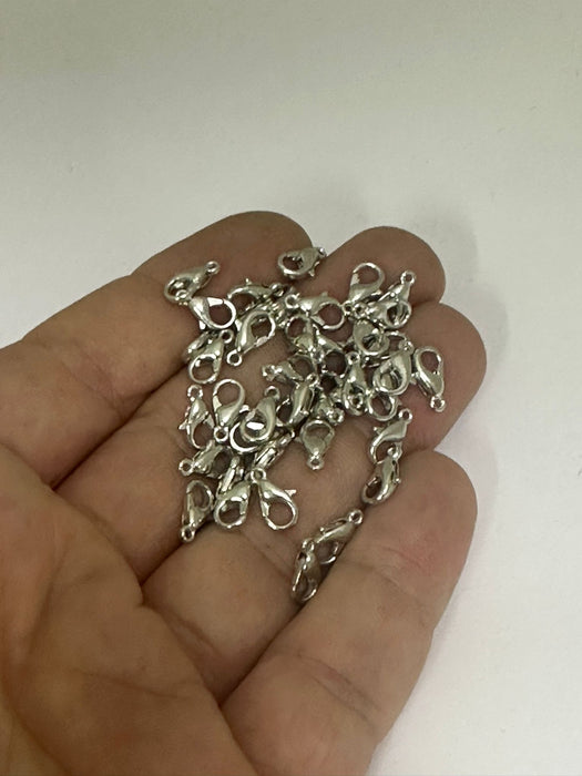 100 Pcs Silver Plated Lobster Clasp Zinc Alloy