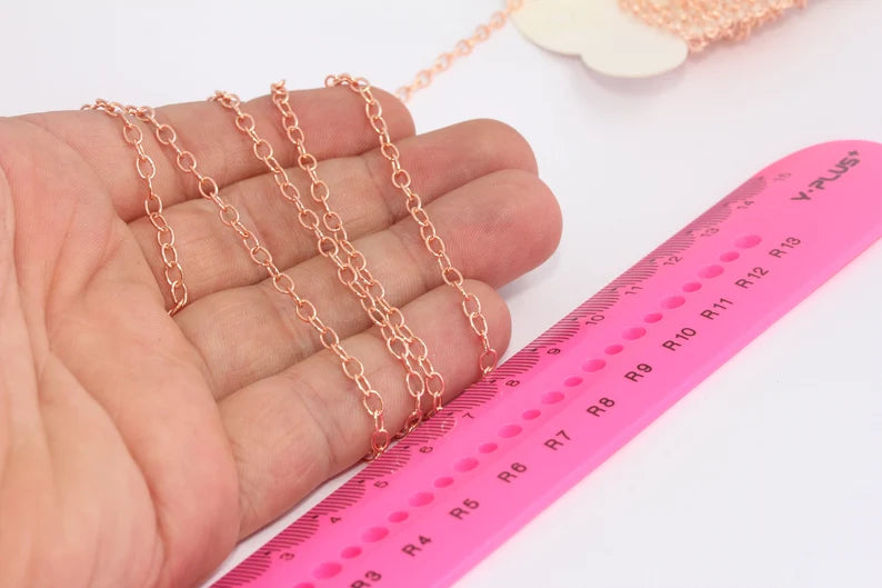 3x4mm Rose Gold Rolo Chains, Soldered Chains, Rose Gold  BXB56