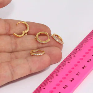 15x17mm 24k Shiny Gold Small Hoop Earrings, Huggie, Gold Plated Earrings, BRT855