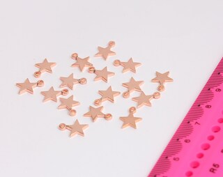 9x11mm Rose Gold Star, Star Charms, Star Necklace, Dainty  MTE426