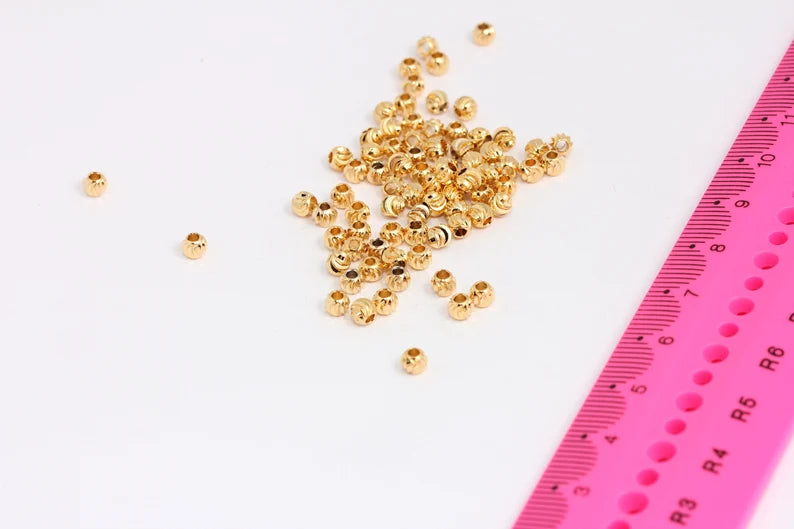 4mm 24k Shiny Gold Laser Cut Beads, Faceted Beads,Spacer MTE233