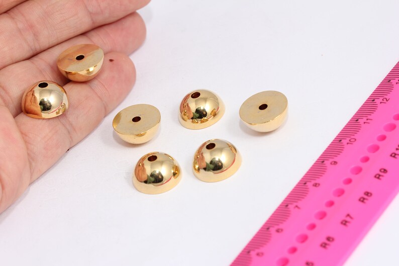 8x16mm 24k Shiny Gold Ball Beads, Spacer Beads, Half Ball MTE548