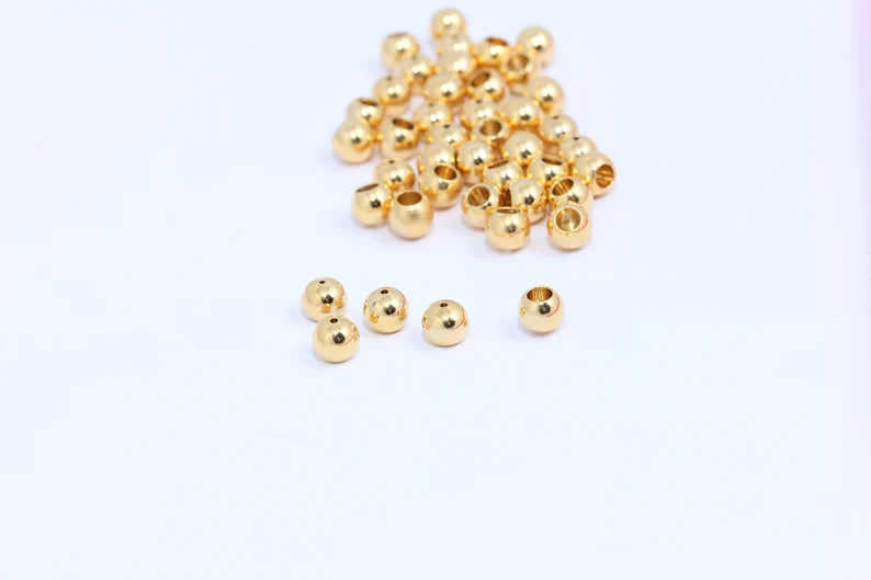 4mm 24k Shiny Gold Bead Caps, Spacer Beads, Hollow Beads MTE222