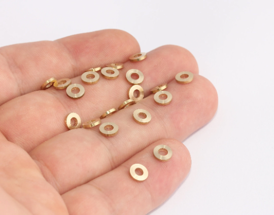 6mm Raw Brass Spacer Beads, Brass Spacers, Rondelle  SLM1032