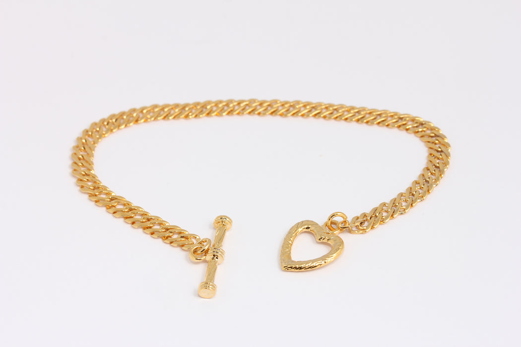 5,4mm 24k Shiny Gold Curb Bracelet, Ready Bracelets,  BXB395-20