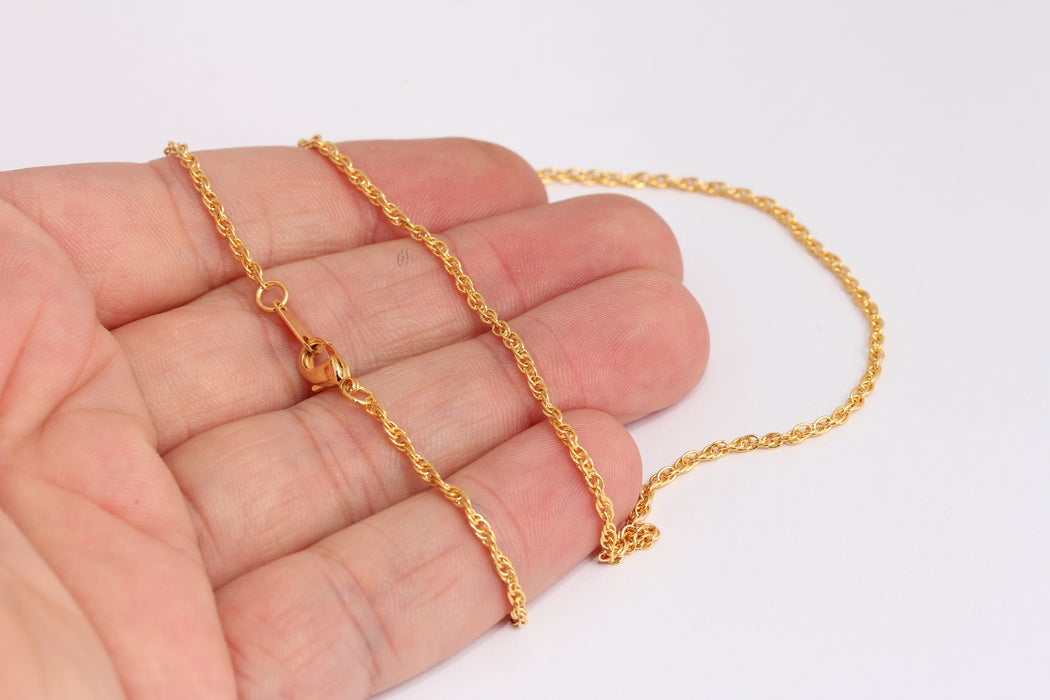 2mm 24k Shiny Gold Rope Necklace, Finished Rope Style , BXB395-25