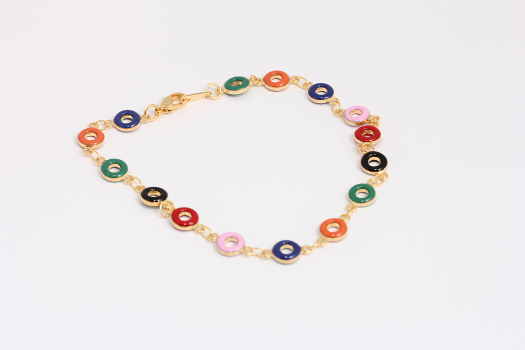 6,5mm 24k Shiny Gold Donut Bracelet, Ready Bracelets,  BXB395-29