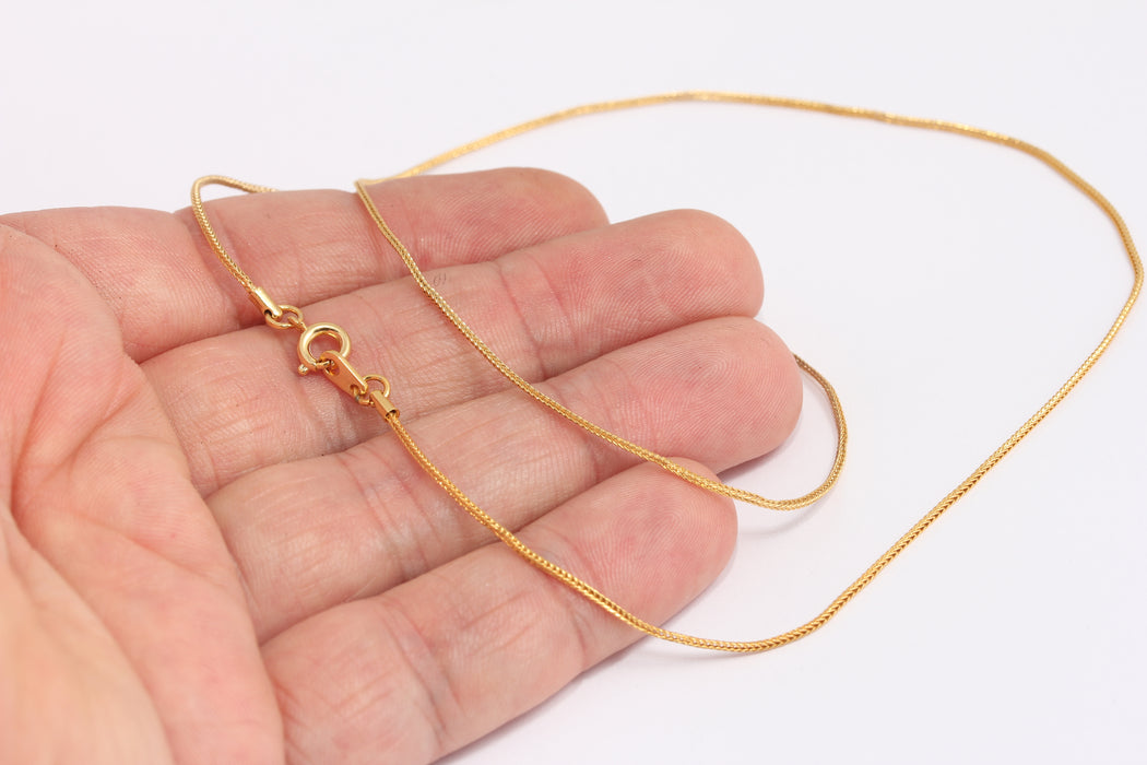 1mm 24k Shiny Gold Snake Necklace, Finished Snake Necklace, BXB395-103