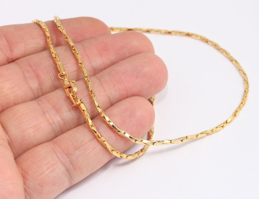 2mm 24k Shiny Gold Snake Necklace, Ready Snake Style Necklace, BXB395-149