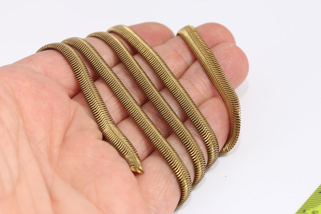 5,8mm Raw Brass Snake Chains, Brass Mesh Snake, KPT5-3