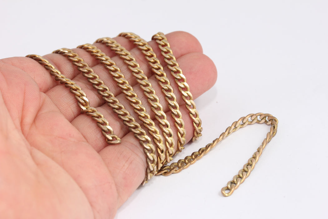 4,5x6,2mm Raw Brass Curb Chain, Tiny Raw Brass Cable Chain, KPT32-2