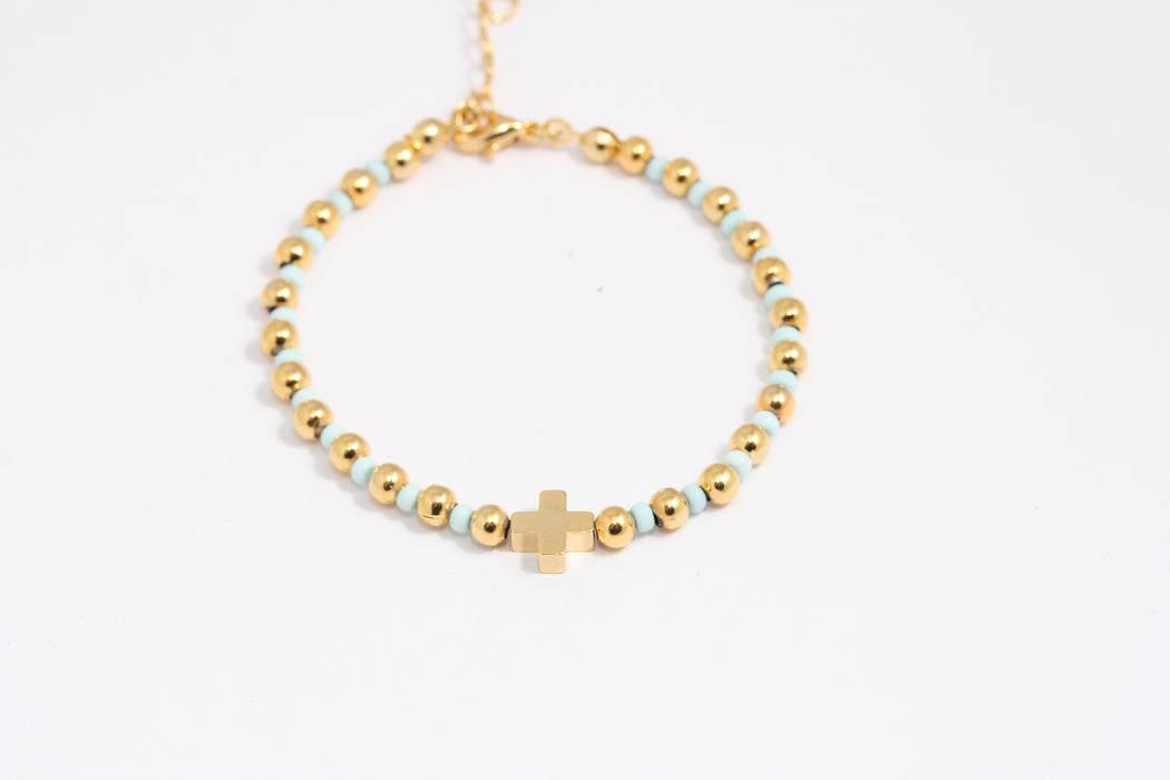 24k Shiny Gold Beaded Bracelet, Colorful Bracelet With Cute Beads, BLK4-3