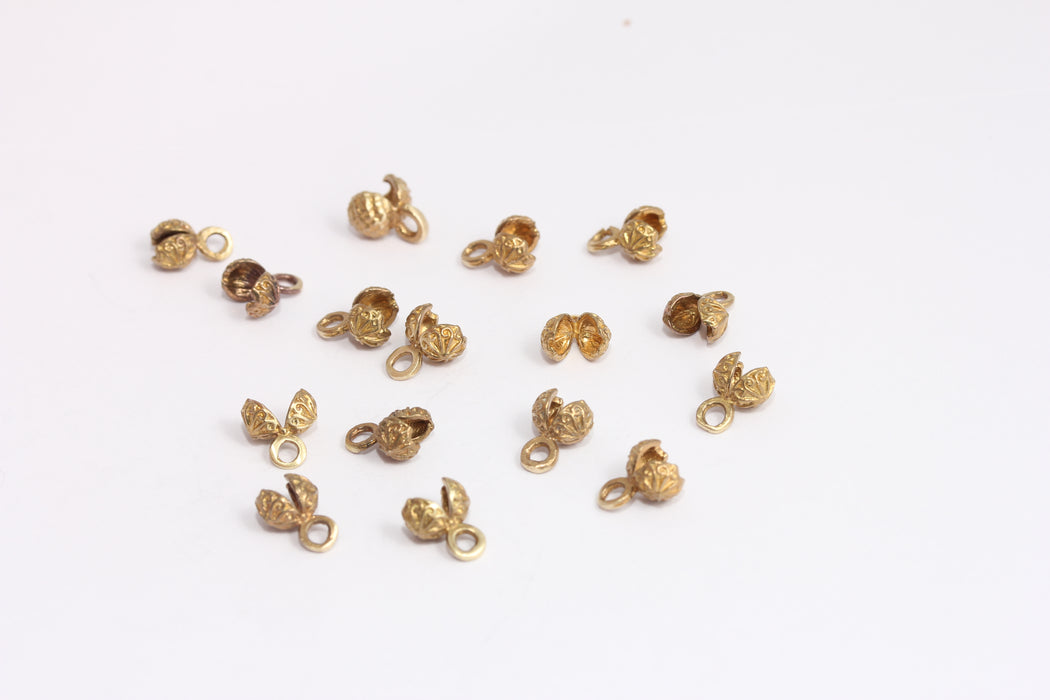 6x9mm Raw Brass Crimp Beads, Brass Crimp Covers, Bead Crimps, KDR186