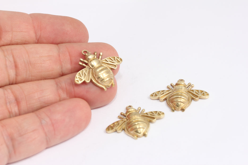 21x26mm Raw Brass Bee Charms, Brass Bee Necklace Pendant, KDR48