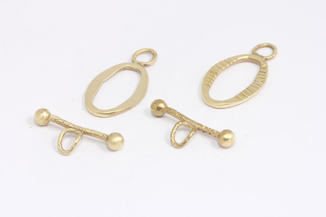 19x37mm Raw Brass Toggle Clasps, Ring T Bar Clasps, KDR66