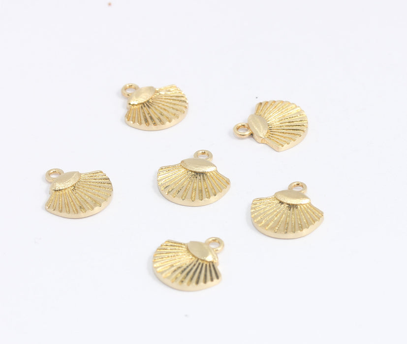 10mm Raw Brass Sea Shell Charms, Small Shell Bracelet Charms, KDR23