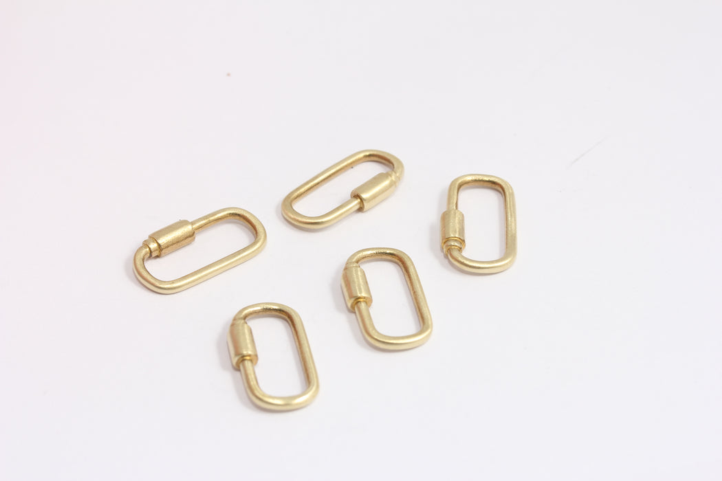 11x20mm Raw Brass Oval Screw Clasp Charm, Non Opening Clasp, KDR111