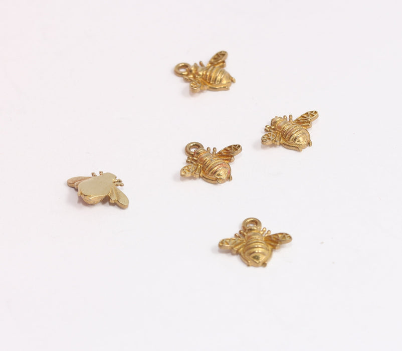 9x10mm Raw Brass Bee Charms, Brass Bee Necklace Pendant, KDR131