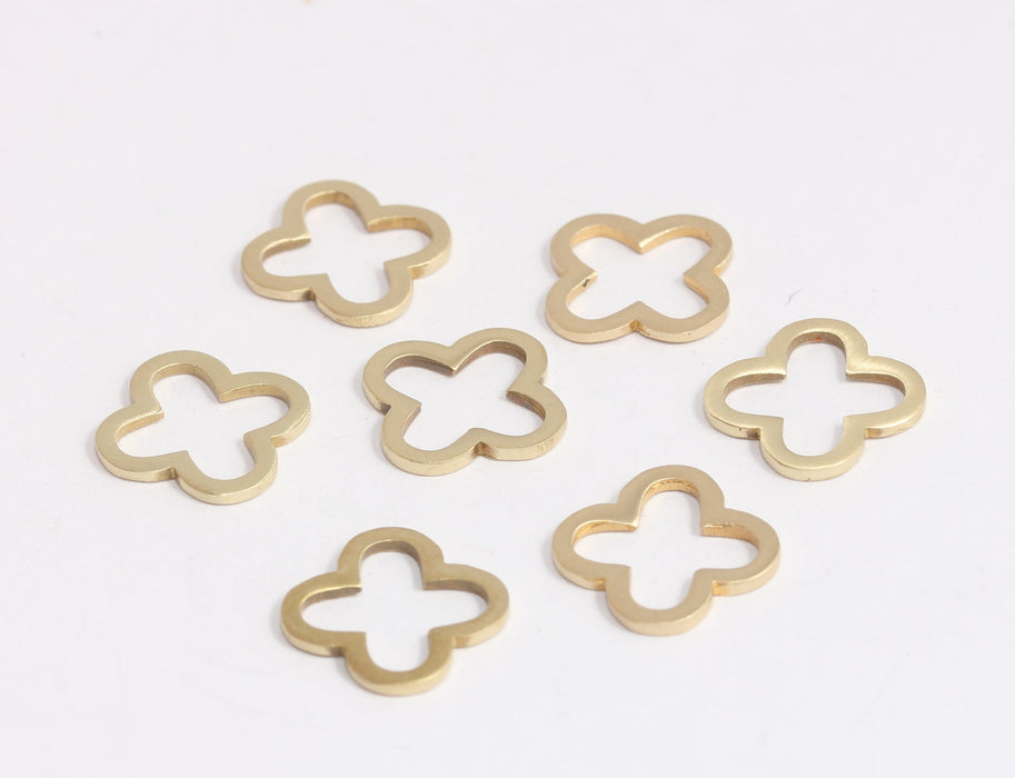 14mm Raw Brass Clover Flower Charms, Daisy Bracelet Beads, KDR141