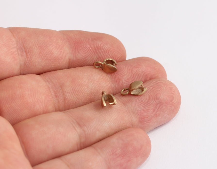 5x10mm Raw Brass Pinch Bails, Brass Pendant Bails, Connectors, XP541