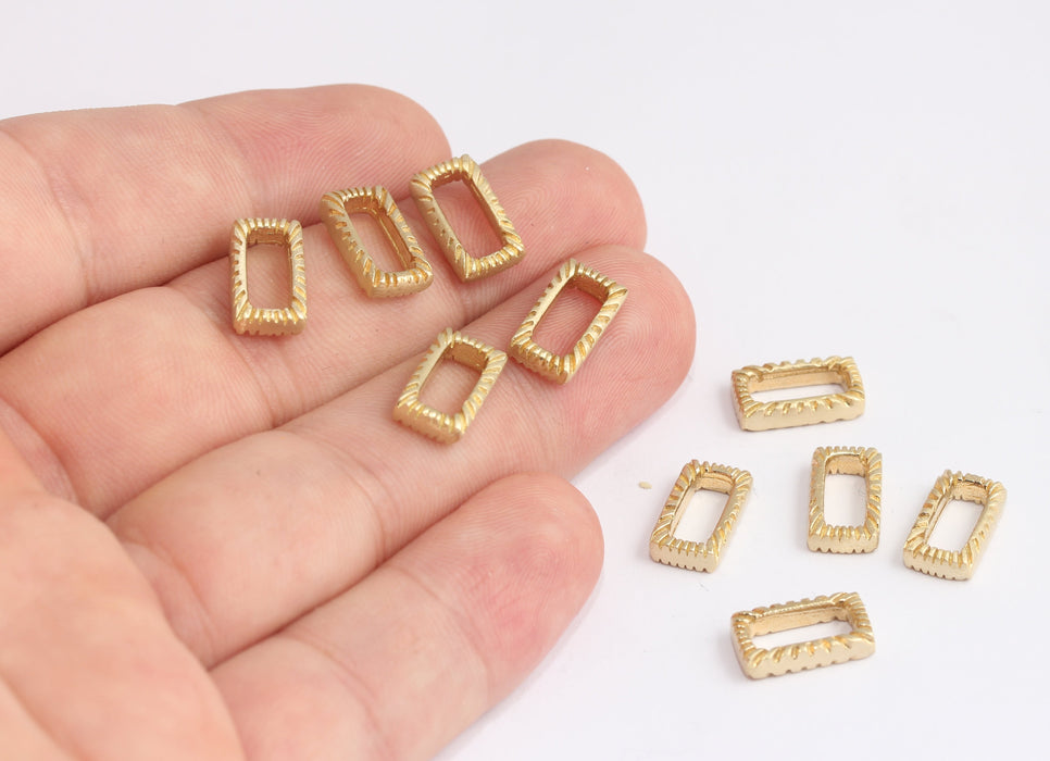 7x14mm Raw Brass Rectangle Charm, Geometric Connector Charms,