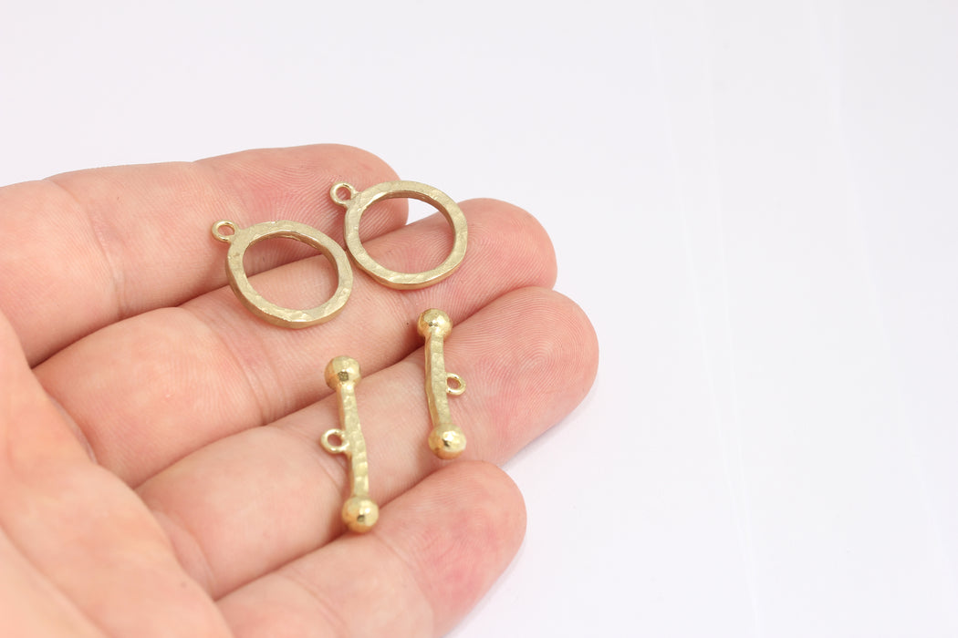 16x25mm Raw Brass Toggle Clasps, Ring T Bar Clasp, KDR91