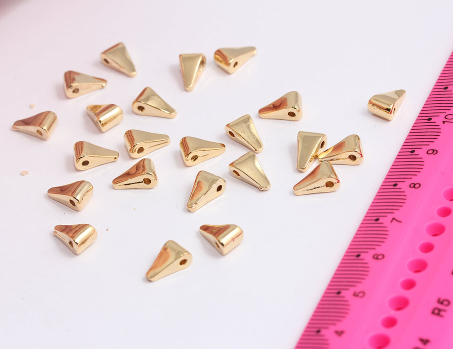 5x9mm 24k Shiny Gold Triangle Charms, Mini Spike Beads, XP545