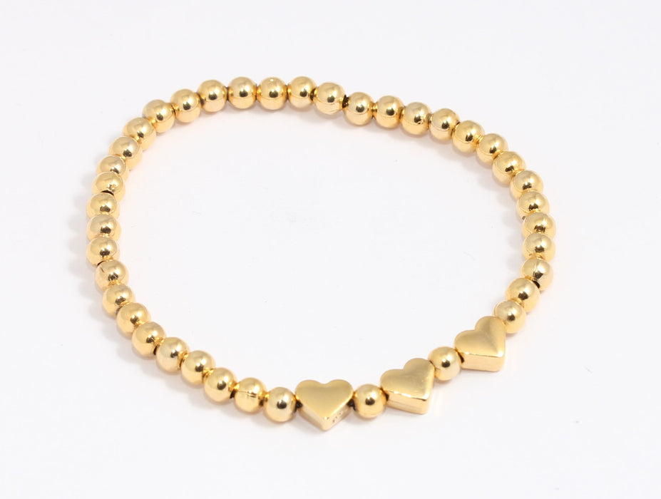 24k Shiny Gold Ball Beaded Bracelet, Cute Stacking Bracelets, KDR195