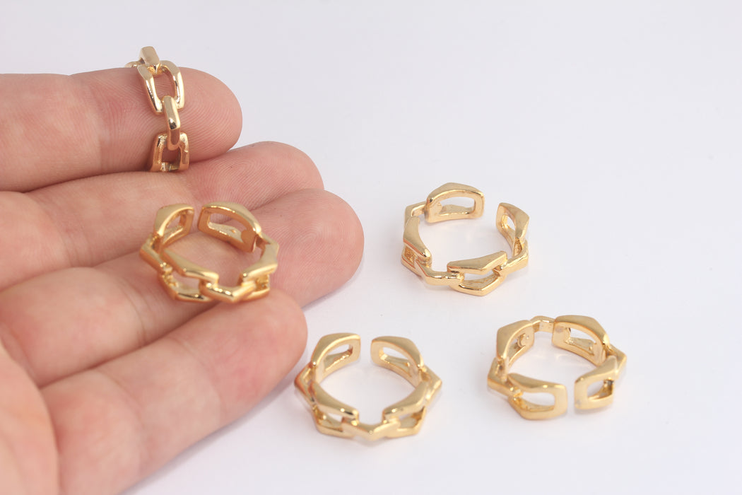 16x17mm 24k Shiny Gold Plated Cube Rings, Adjustable Ring Settings, Gold Stacking Rings, Dainty Rings, Rings, Tiny Rings, MLS686