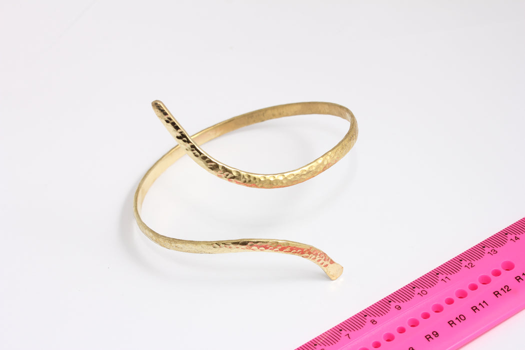 80mm Raw Brass Snake Design Arm Cuff, Bracelet Cuff, Hammered Snake Bangle, Arm Cuff, Open and Cuff, Upper Arm Cuff,  BXB415-2