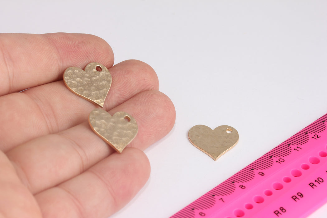 19mm Raw Brass Hammered Heart, Hammered Heart Pendant, Brass Heart Necklace Charms, Outline Heart Charm, Raw Brass Findings, MTE1241-1