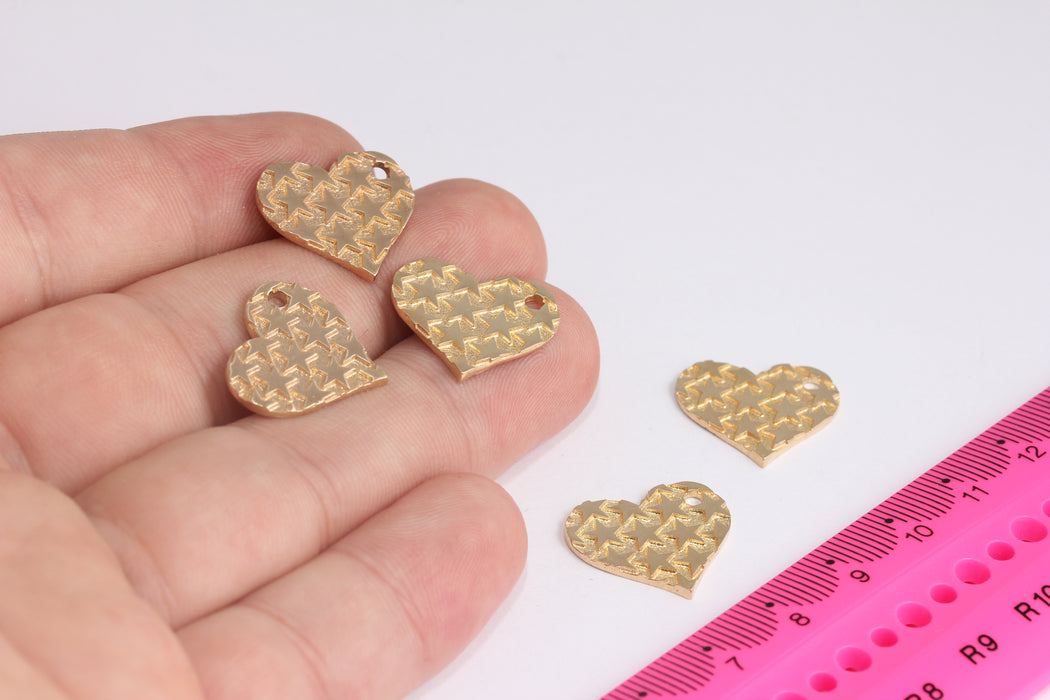 17x19mm Raw Brass Star Heart, Stars Heart Pendant, Brass Heart Necklace Charms, Heart Charm, Raw Brass Findings, MTE1443-2