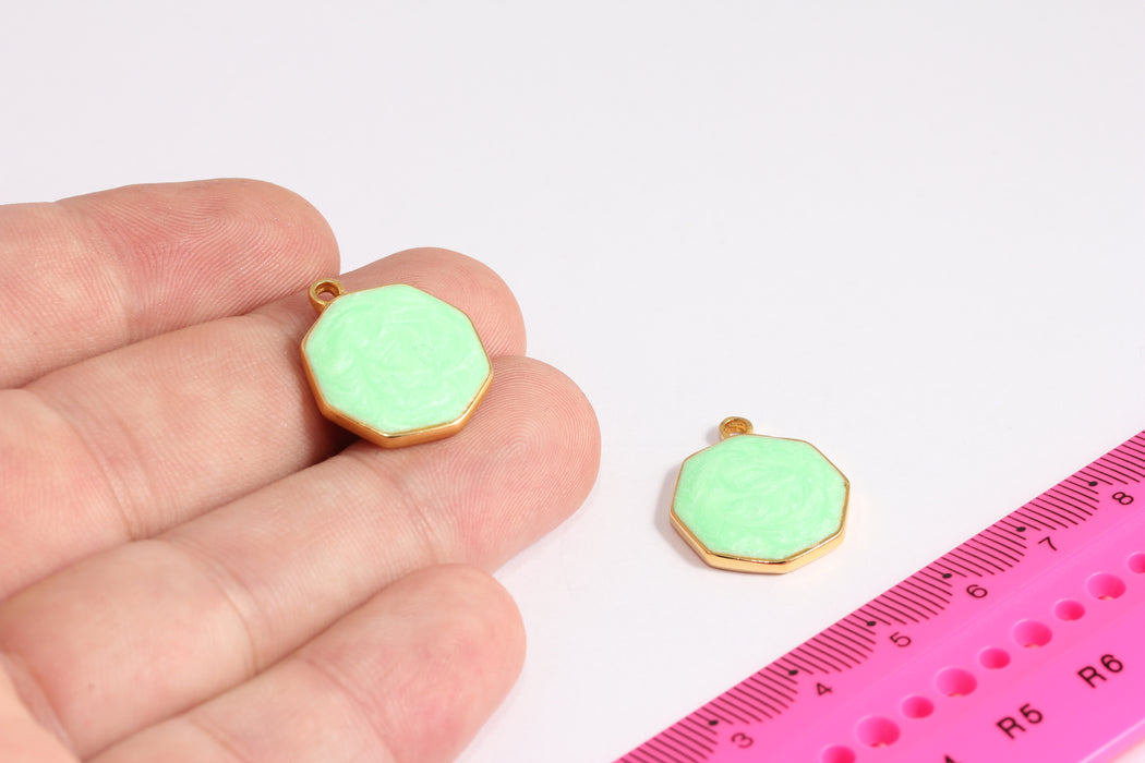 18x22mm 24k Shiny Gold Enamel Pendant, Necklace Charms,CR25-1