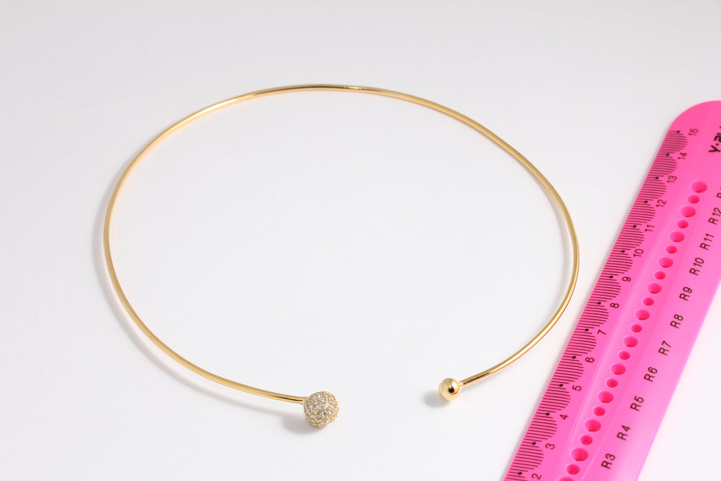 120mm 24k Shiny Gold CZ Choker, Gold Ball Choker, Micro Pave Choker, Dainty Choker, CZ Drop Choker, Ball Choker, Gold Choker,  BLK1-1