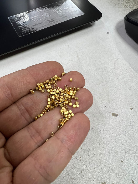 2mm 24k Matt Gold Cube Beads, Spacer Beads,Spacer BRT327