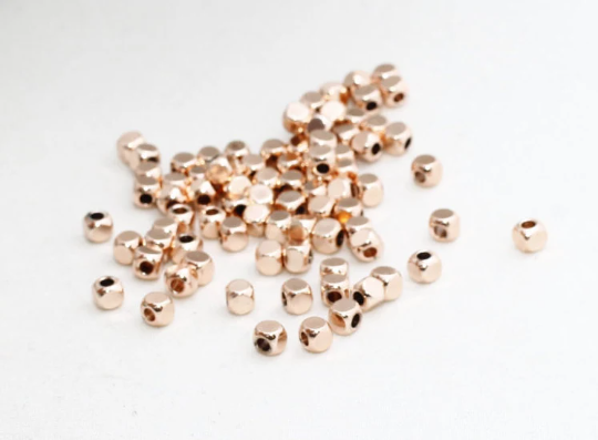 4mm Rose Gold Cube Beads, Spacer Beads, Cube square ROSE99